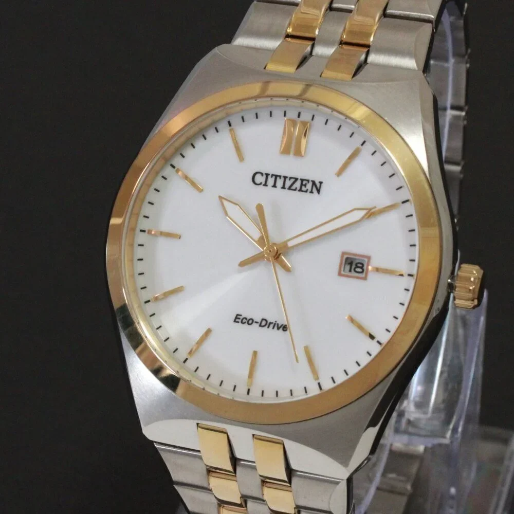Citizen Men's Eco Drive Corso Integrated Bracelet Two Tone White Dial 40mm